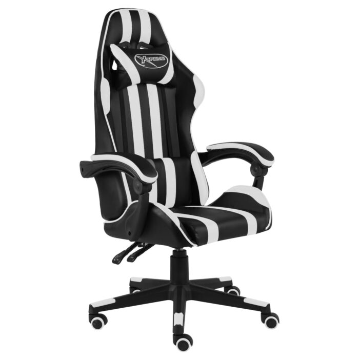 Fauteuil de jeux vidéo Noir et blanc Similicuir – Image 1