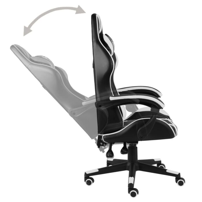 Fauteuil de jeux vidéo Noir et blanc Similicuir – Image 2