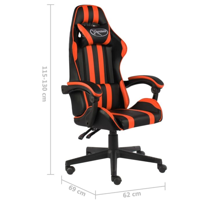Fauteuil de jeux vidéo Noir et orange Similicuir – Image 5