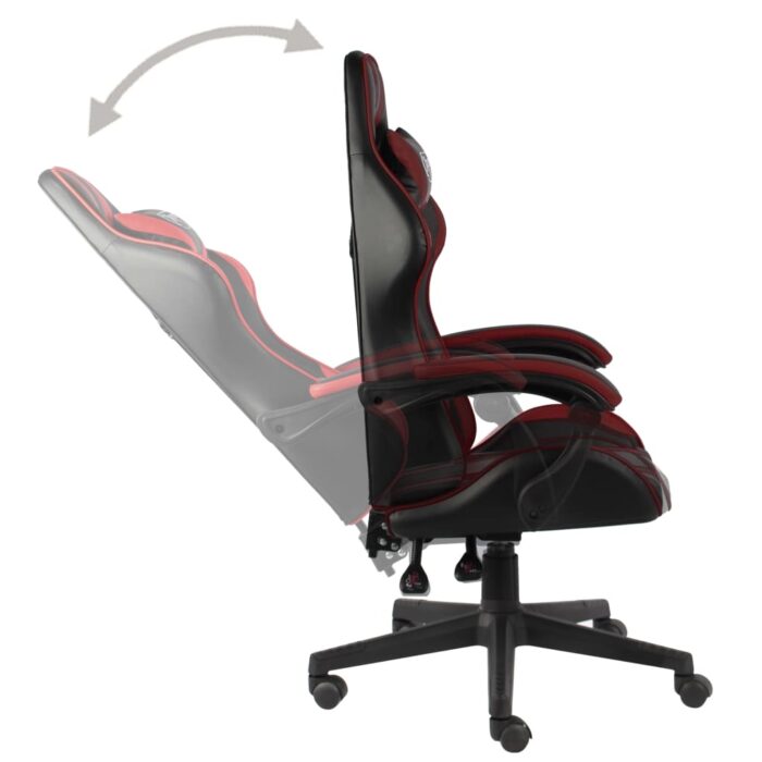 Fauteuil de jeux vidéo Noir et rouge bordeaux Similicuir – Image 2