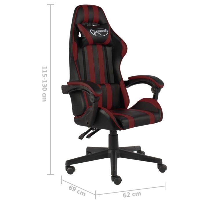 Fauteuil de jeux vidéo Noir et rouge bordeaux Similicuir – Image 5