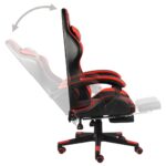 Fauteuil de jeux vidéo et repose-pied Noir et rouge Similicuir – Image 2