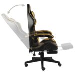 Fauteuil de jeux vidéo avec repose-pied Noir et doré Similicuir – Image 2