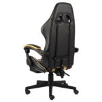 Fauteuil de jeux vidéo avec repose-pied Noir et doré Similicuir – Image 3