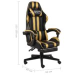 Fauteuil de jeux vidéo avec repose-pied Noir et doré Similicuir – Image 5