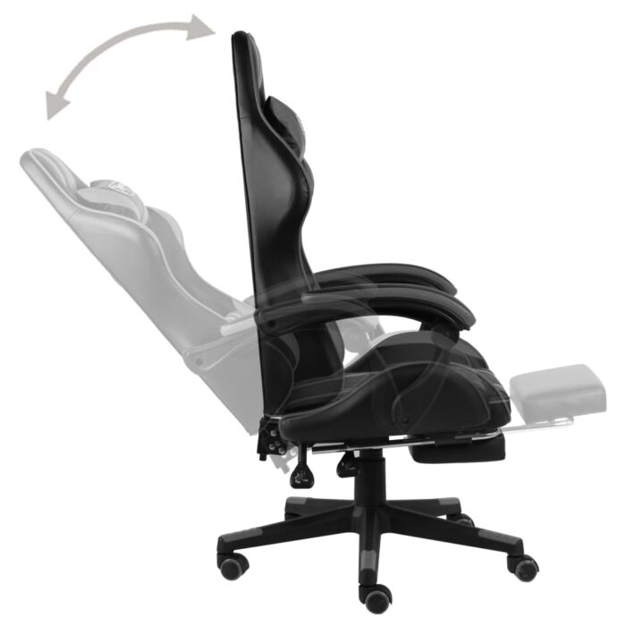Fauteuil de jeux vidéo avec repose-pied Noir et gris Similicuir – Image 2