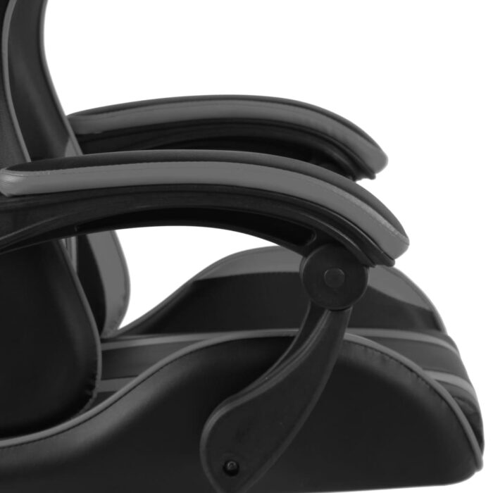 Fauteuil de jeux vidéo avec repose-pied Noir et gris Similicuir – Image 4
