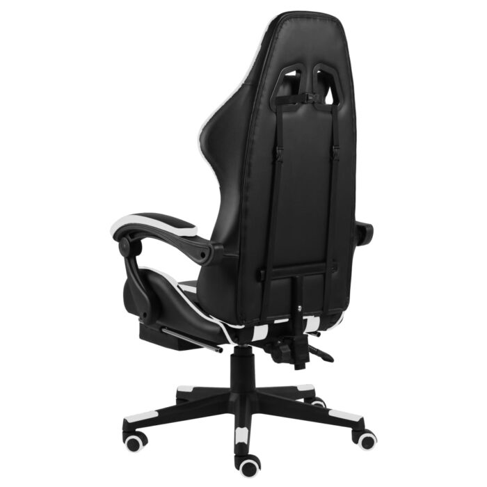 Fauteuil de jeux vidéo et repose-pied Noir et blanc Similicuir – Image 3