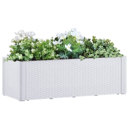 Lit surélevé de jardin et système d'arrosage Blanc 100x43x33 cm