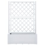 Lit surélevé de jardin et treillis et système d'arrosage Blanc – Image 2