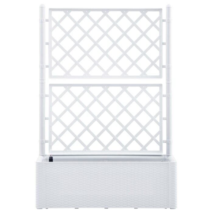 Lit surélevé de jardin et treillis et système d'arrosage Blanc – Image 2