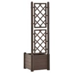 Jardinière avec treillis 43x43x142 cm PP Moka – Image 3