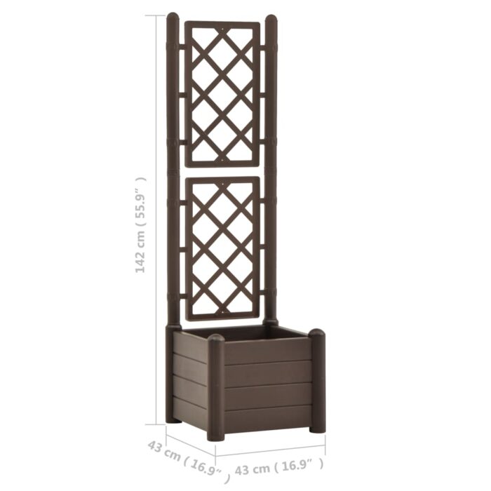Jardinière avec treillis 43x43x142 cm PP Moka – Image 5