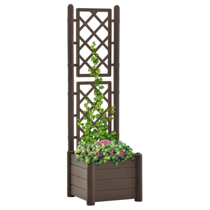 VXL8720286194072_m_en_hd_1.jpg Jardinière avec treillis 43x43x142 cm PP Moka – Image 1