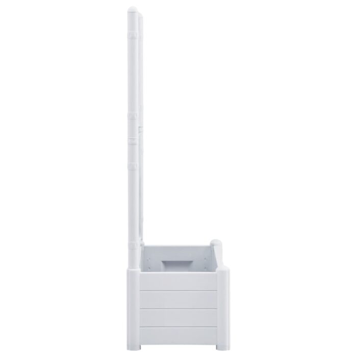 Jardinière avec treillis 100x43x142 cm PP Blanc – Image 2