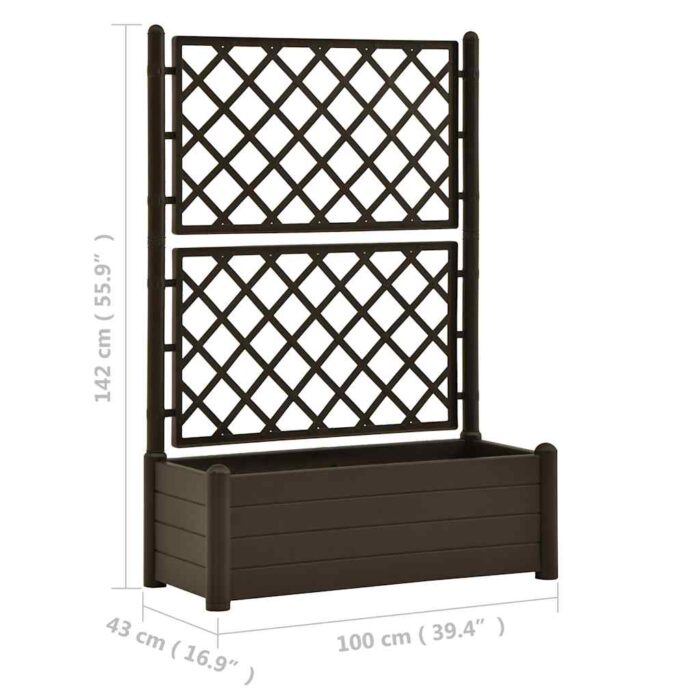 VXL8720286194119_g_en_hd_6.jpg Jardinière avec treillis 100x43x142 cm PP Moka – Image 6