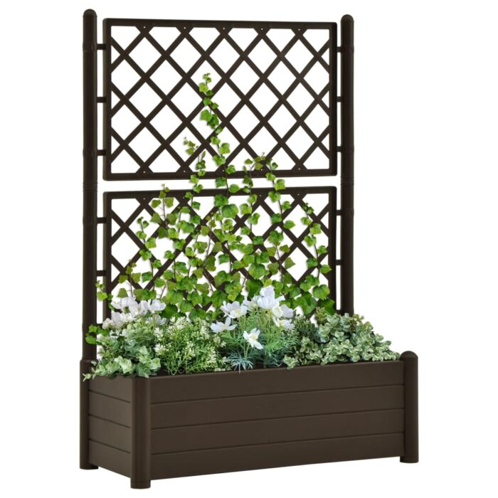 VXL8720286194119_m_en_hd_1.jpg Jardinière avec treillis 100x43x142 cm PP Moka – Image 1