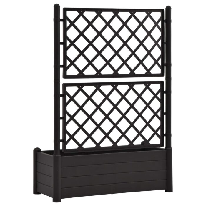 Jardinière avec treillis 100x43x142 cm PP Anthracite – Image 3