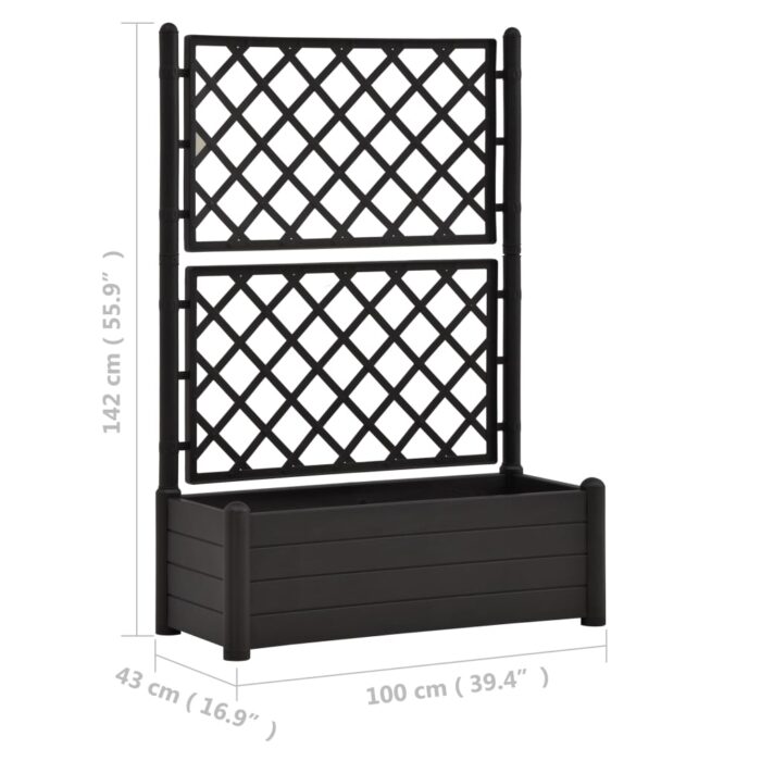 Jardinière avec treillis 100x43x142 cm PP Anthracite – Image 5