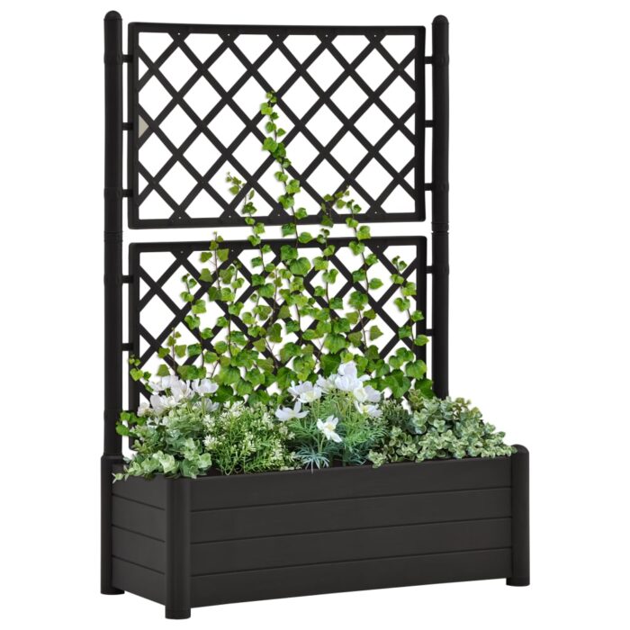 Jardinière avec treillis 100x43x142 cm PP Anthracite – Image 1
