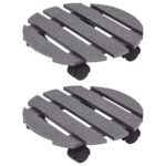 Chariots à plantes 2 pcs Gris Ø30x7,5 cm WPC