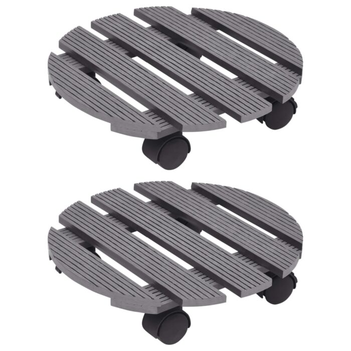 Chariots à plantes 2 pcs Gris Ø30x7,5 cm WPC – Image 1