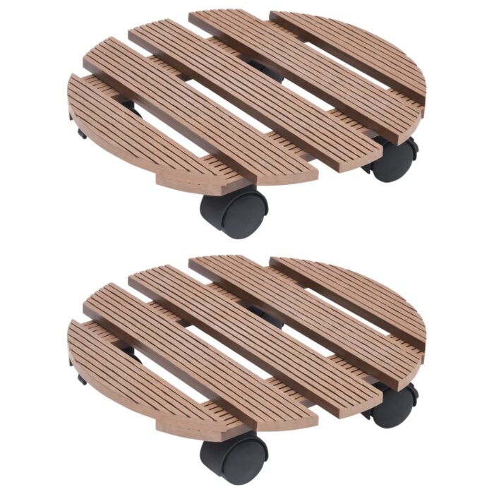 Chariots à plantes 2 pcs Marron Ø30x7,5 cm WPC – Image 1