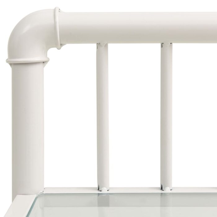 Tables de chevet 2 pcs Blanc et transparent Métal et verre – Image 4