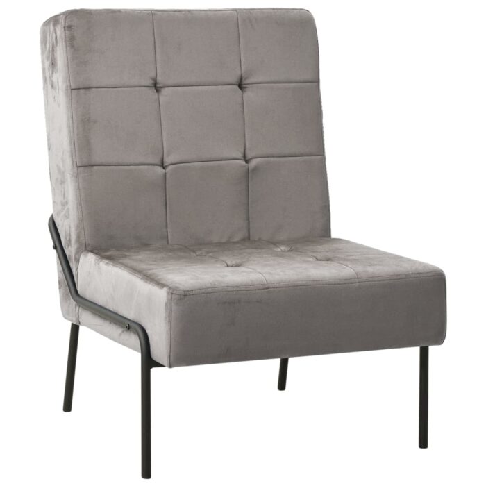 Chaise de relaxation 65x79x87 cm Gris clair Velours – Image 1