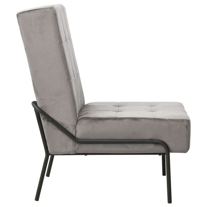 Chaise de relaxation 65x79x87 cm Gris clair Velours – Image 2
