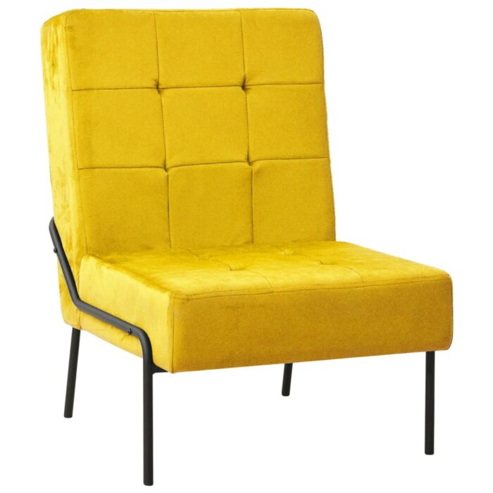 Chaise de relaxation 65x79x87 cm Jaune moutarde Velours – Image 1