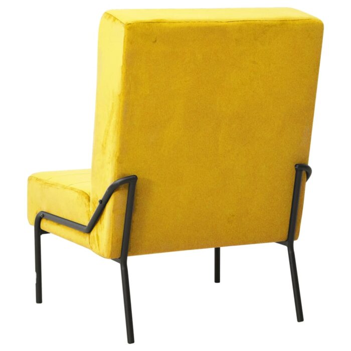 Chaise de relaxation 65x79x87 cm Jaune moutarde Velours – Image 3