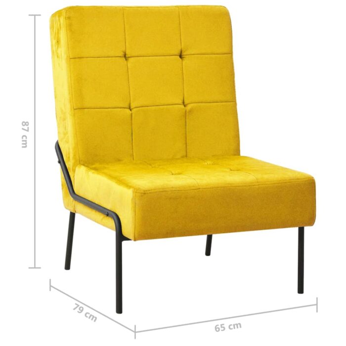 Chaise de relaxation 65x79x87 cm Jaune moutarde Velours – Image 6
