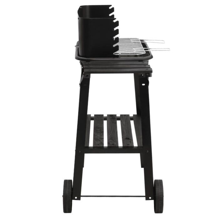 Barbecue au charbon de bois avec roues noir acier – Image 2