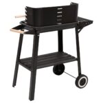Barbecue au charbon de bois avec roues noir acier – Image 3