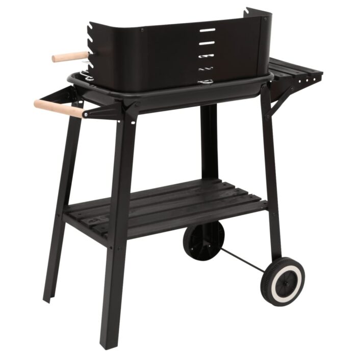 Barbecue au charbon de bois avec roues noir acier – Image 3