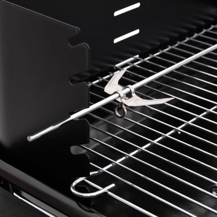 Barbecue au charbon de bois avec roues noir acier – Image 4