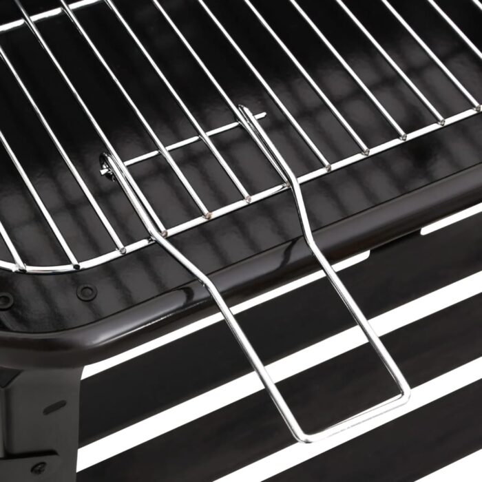 Barbecue au charbon de bois avec roues noir acier – Image 5