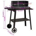 Barbecue au charbon de bois avec roues noir acier – Image 9