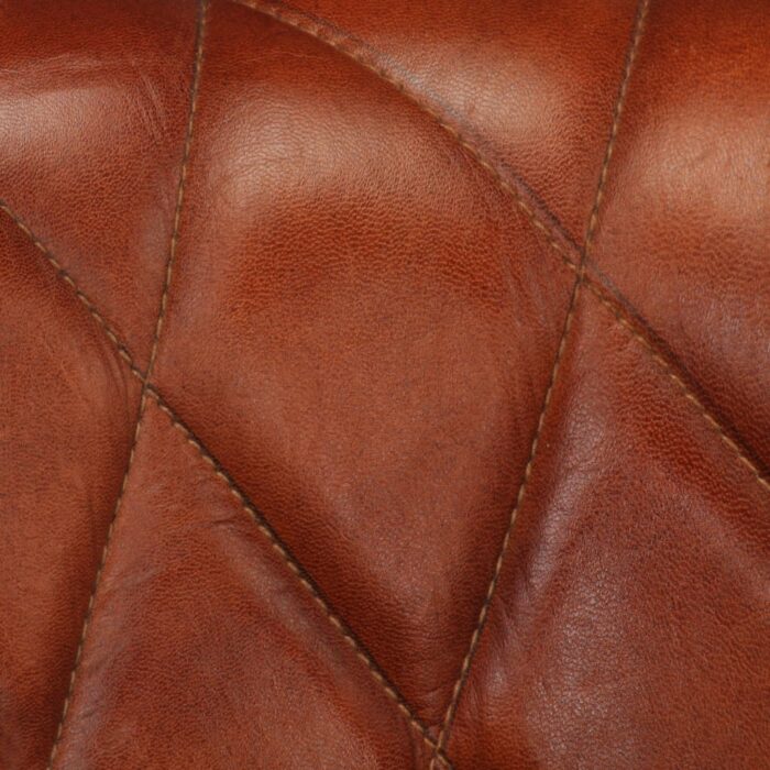 Chaise cabriolet marron cuir véritable bois de manguier massif – Image 2