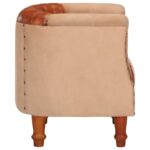 Chaise cabriolet marron cuir véritable bois de manguier massif – Image 4
