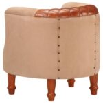 Chaise cabriolet marron cuir véritable bois de manguier massif – Image 5