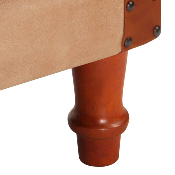 Chaise cabriolet marron cuir véritable bois de manguier massif – Image 6