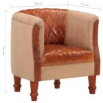 Chaise cabriolet marron cuir véritable bois de manguier massif – Image 7