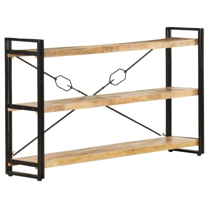 Bibliothèque à 3 niveaux 140x30x80 cm Bois de manguier massif – Image 1