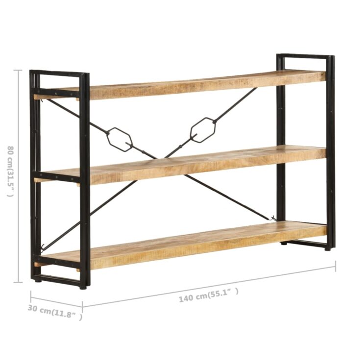 Bibliothèque à 3 niveaux 140x30x80 cm Bois de manguier massif – Image 4