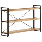 Bibliothèque à 3 niveaux 140x30x80 cm Bois de manguier massif – Image 8