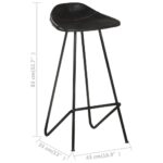 Tabourets de bar lot de 4 noir cuir véritable – Image 11
