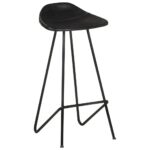 Tabourets de bar lot de 4 noir cuir véritable – Image 2