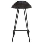 Tabourets de bar lot de 4 noir cuir véritable – Image 4